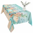 thumbnail image 2 of Coastal Beach Table Cloth Waterproof Tablecloths, Ocean Wave Summer Sea Starfish Coral Teal Beige Tablecloth Dining Table Cover for Kitchen Party Tabletop Outdoor, Rectangle Tablecloth 60x120 Inch, 2 of 9