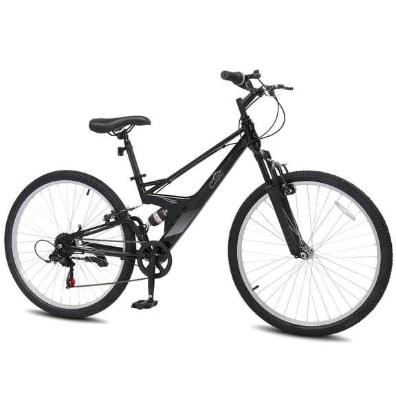 UBesGoo 26" Mountain Bike for Men and Women, 7-Speed, Full Suspension, V Brakes, Black