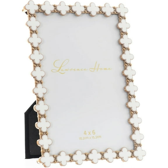 CLOVER WHITE ENAMEL GOLD 4x6 frame - 4x6