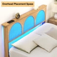 thumbnail image 4 of 12.4 Inch Deluxe Solid Wood Queen Size Bed Frame with LED Lights & Curved Rattan Headboard & Wooden Support Legs, Modern Platform Bed Frame, No Box Spring Needed, Easy Assembly, 4 of 7