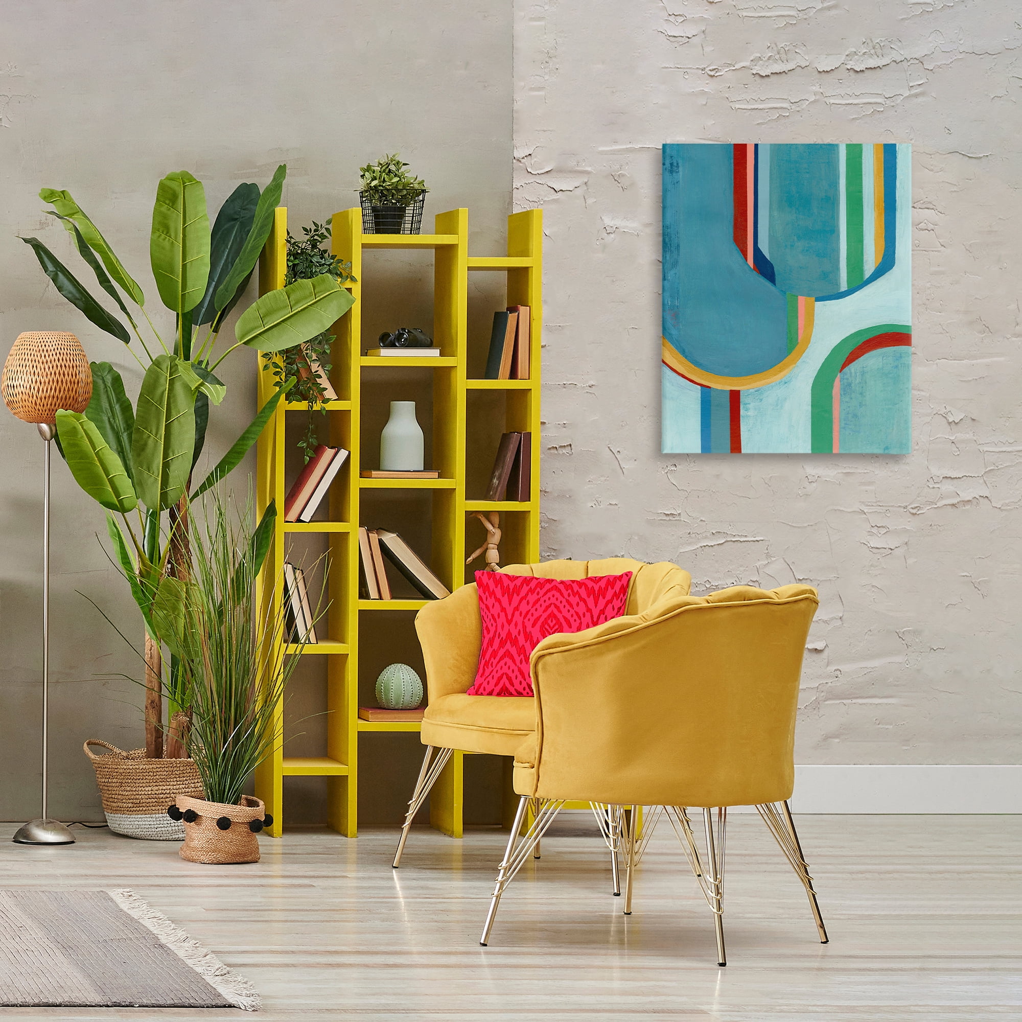 Stupell Industries Blue Striped Arches Abstract Painting Gallery Wrapped Canvas Art Print Wall Art, 24 x 30