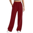 thumbnail image 6 of Women's Solid Color Sweatpants with Pockets Slit Hem Casual Long Trousers for Daily Wear, 6 of 8