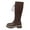 Brown, variant on Rokment Womens Chunky Mid Calf Combat Boots Fashion Casual Leather Lace up Platform Knee High Tall Dress Riding Boots Fall Winter Black Size 6