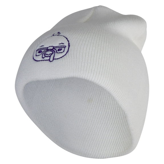 Nerdy Turkey Embroidered 8 inch Acrylic Short Blank Beanie - White OSFM