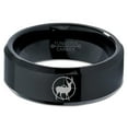 thumbnail image 2 of Tungsten Deer Hunter Hunting Elk Band Ring 8mm Men Women Comfort Fit Black Beveled Edge Polished, 2 of 4