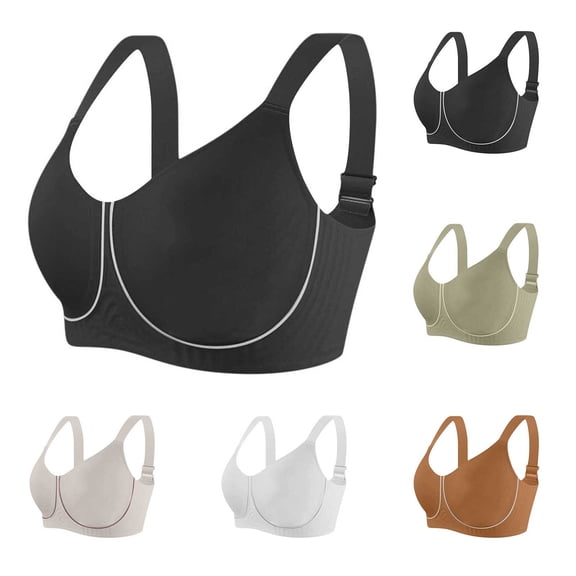 Paiwinds Women's Wireless Bras Sling Seamless with Removable Pads Full Coverage Lift & Support Everyday Bra Solid Color