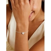 Silvora Elegant Heart Bracelet Women Sterling Silver Initial Letter N Bracelets Charms for Girlfriend Wife Mom
