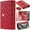 Red, variant on for iPhone 17 Pro Crossbody Wallet Style Leather Phone Case Purse Bag, Classic Rhombus Plaid Triple-Fold Flip Cover, Multi Card Holder Slot Magnetic Closure Hand Lanyard Shoulder Strap