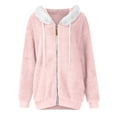 thumbnail image 5 of Qwertyu Women Fuzzy Fleece Jackets Winter Casual Oversized Fluffy Casual Coats Cardigan Warm Outerwear with Pockets Pink 3XL, 5 of 6