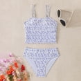 thumbnail image 4 of REDARER Girls 2 Piece Tankini Swimsuit Ditsy Floral Print, Ruched Side Top for Beach Pool,12-14 Years, 4 of 8