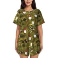 thumbnail image 1 of Fotbe Gnomes Playing in the Garden Conjunto de Pijama Estampado para Mujer, 2 Piezas, Ropa de Dormir con Camiseta de Manga Corta y Shorts Suaves-Large, 1 of 6