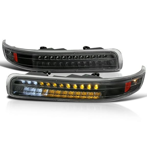 Spec-D Tuning Black Housing Clear Lens LED Bumper Lights Compatible with 1999-2002 Chevy Silverado, 2000-2006 Tahoe Suburban, L R Pair Assembly