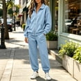 thumbnail image 4 of MexChoioe Womens Soft Solid Color 2 Piece Tracksuit Stand Collar Full Zip Sweatshirt and Jogger Pants Streetwear Sports Outfit Set for Womens, 4 of 7