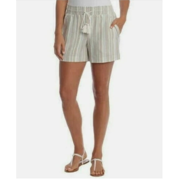 BRIGGS Women's Linen Blend Pull on Shorts - Beige - XXL