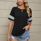 thumbnail image 4 of Top Mujer Manga A Rayas Cuello Redondo Manga Corta Suelta Camisa Básica Informal Top para Verano Negro XXL, 4 of 8