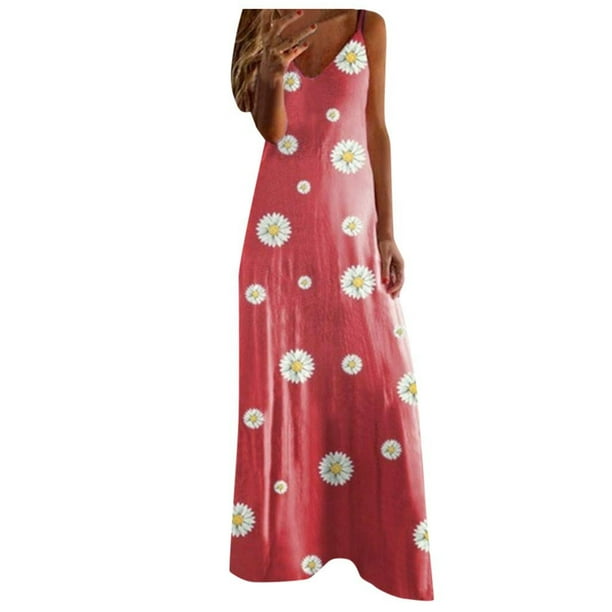 Vestido maxi largo casual sexy con cuello en V estampado sin mangas de verano con estilo para mujer OAVQHLG3B Store lin121212