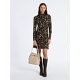 thumbnail image 2 of Time and Tru Women's Mock Neck Mini Dress with Long Sleeves, XS-XXXL, 2 of 5
