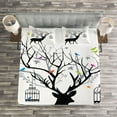 thumbnail image 3 of Ambesonne Antlers Quilted Bedspread Set 3 Pcs, Deer Colorful Birds, King Size, Multicolor, 3 of 3