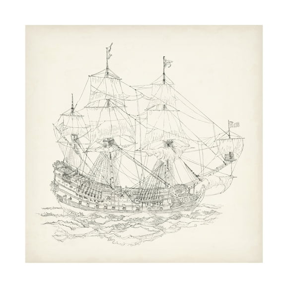Richard Foust 'Antique Ship Sketch IX' Canvas Art