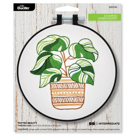Bucilla Potted Beauty 6 x 6 in Stamped Embroidery Kit