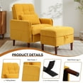 thumbnail image 5 of DREAMSIDEA Accent Chair with Storage Ottoman, Adjustable Backrest Lounge Chair with Footrest, Corduroy Reading Chair with Pillow and Side Pockets for Living Room & Bedroom-Yellow, 5 of 6