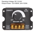 thumbnail image 3 of LED PWM Atenuador DC 12V 24V 30A Perilla ENCENDIDO/APAGADO Interruptor Atenuación Controlador con Metal Carcasa para Sólo Color Iluminación LED Tiras, Negro, 3 of 4