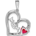 thumbnail image 4 of 14K White Gold Ruby And Diamond Mom Heart Pendant (Width 18.1) (Length 23.71) - Jbsp, 4 of 5