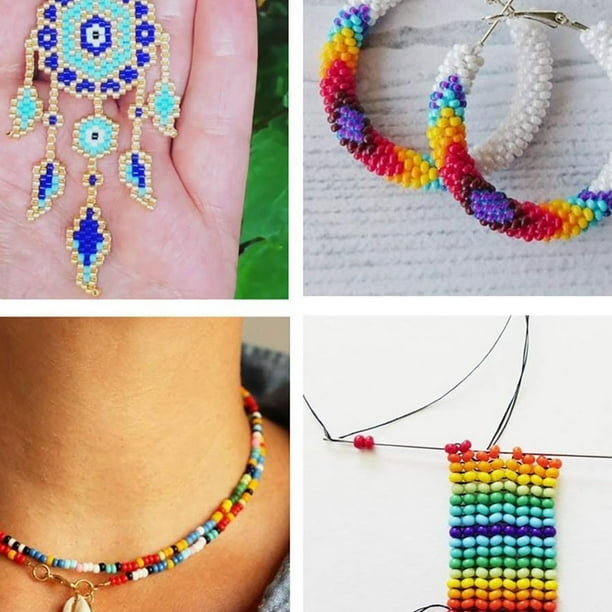 Fashion Glass Beads Set W/String Clasps Kit DIY Bracelet Jewelry Making  Gold