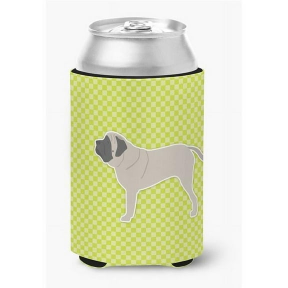 English Mastiff Checkerboard Green Can or Bottle Hugger
