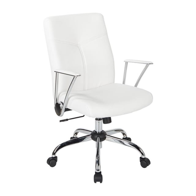 Chaise en Similicuir Blanche avec Base Chromée