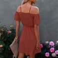 thumbnail image 4 of Vestido con hombros descubiertos, vestido con hombros descubiertos, vestido de verano puro, vestido casual, uso conveniente, 4 of 6