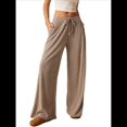 thumbnail image 3 of Pantalones Palazzo de Cintura Alta con Bolsillo y Pierna para Mujer, para Otoño e Invierno. Caqui XXL, 3 of 9