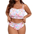thumbnail image 2 of Women's Plus Size Two-Piece Bikini Set Split Swimsuit, Comfortable Swimwear for Beach, Pool, and Vacation, Ideal for Spring Break and Summer Activities Pink L, 2 of 6