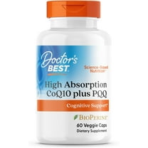 Doctors Best High Absorption CoQ10 Plus PQQ, Cognitive Support, USP Verified, Naturally Fermented CoQ10, Non-GMO, Gluten Free, Soy Free, Vegan 60 Veggie Caps