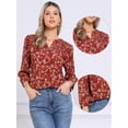 thumbnail image 2 of DARING DIVA Women's 3/4 Sleeve Smocked Front V Neck Floral Blouse XS Dark Orange, 2 of 6