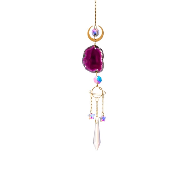¡Venta caliente! Atrapasueños de cristal: atrapasoles para colgar en la ventana con cristales y rodajas de ágata, adornos de campanas de viento, decoración para el hogar