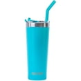 thumbnail image 1 of Stainless Steel Vacuum Insulated Thermos Tumbler, Automotive Cup Holder Compatible Travel Coffee Mug Water Bottle with Straw and Lid for Iced Co, 22 oz, Cyan Blue, 1 of 1