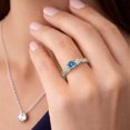 thumbnail image 4 of Gem Stone King 925 Silver and 10K Yellow Gold Persian Blue Moissanite White Moissanite and Lab Grown Diamond 3 Stone Engagement Ring for Women (0.46 Cttw, Gemstone Birthstone, Size 9), 4 of 6