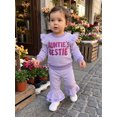 thumbnail image 3 of RUINIXCW Auntie's Bestie Toddler Baby Girl Spring Fall Winter Outfit Newborn Infant Girl Clothes Waffle Stripe Long Sleeve Sweatshirt Flare Pants Set, 3 of 10