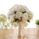 thumbnail image 5 of Qarigey Ramo de satén de boda con cinta de perlas Decoración de mano nupcial Flores decorativas artificiales para celebración de compromiso Ropa, zapatos y accesorios Miscelánea, 5 of 6