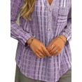 thumbnail image 4 of DYMADE Women Plus Size Stripe Pocket Casual V-Neck Long Sleeve Blouse Top, 4 of 4