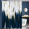 thumbnail image 3 of Navy Blue Shower Curtain, Navy White Gold Brush Strokes Graffiti Oil Painting Modern Art Abstract Bathroom Curtain Waterproof Fabric Machine Washable with Hooks, 84" Wx72 L, 3 of 6