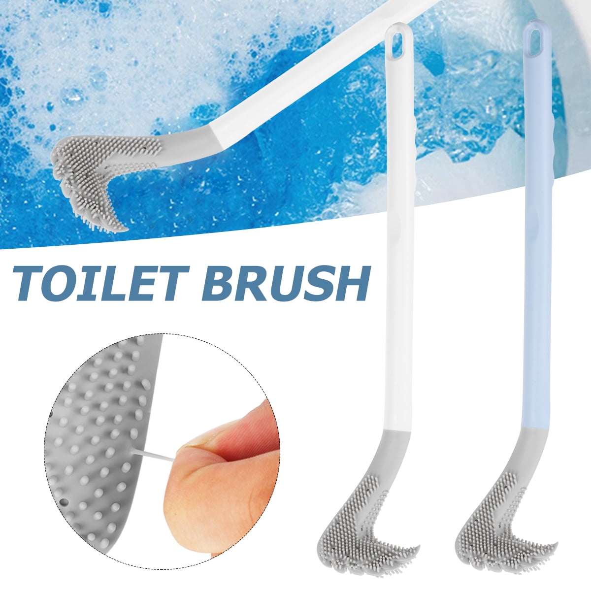 Willstar Silicone Toilet Brush Long Handled Toilet Cleaning Brush Wall
