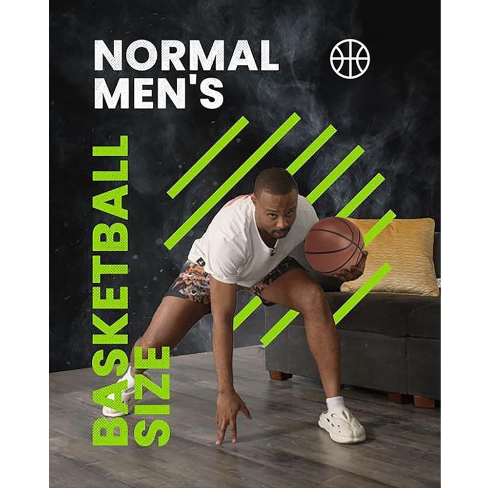 Indoor Silent Airless Basketball 3.0  Size 7#(29.5inch) for Adults & Teenager, Endurable Premium PU Foam, Quitely Dribble at Home, Noise-free to Practice at Apartment