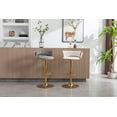 thumbnail image 4 of Guyou Modern Swivel Bar Stools Set of 2, Velvet Adjustable Counter Height Barstools with Woven Curved Back and Golden Base, Kitchen Island Bar Chairs for Pub Kitchen Island Restaurant, White, 4 of 9