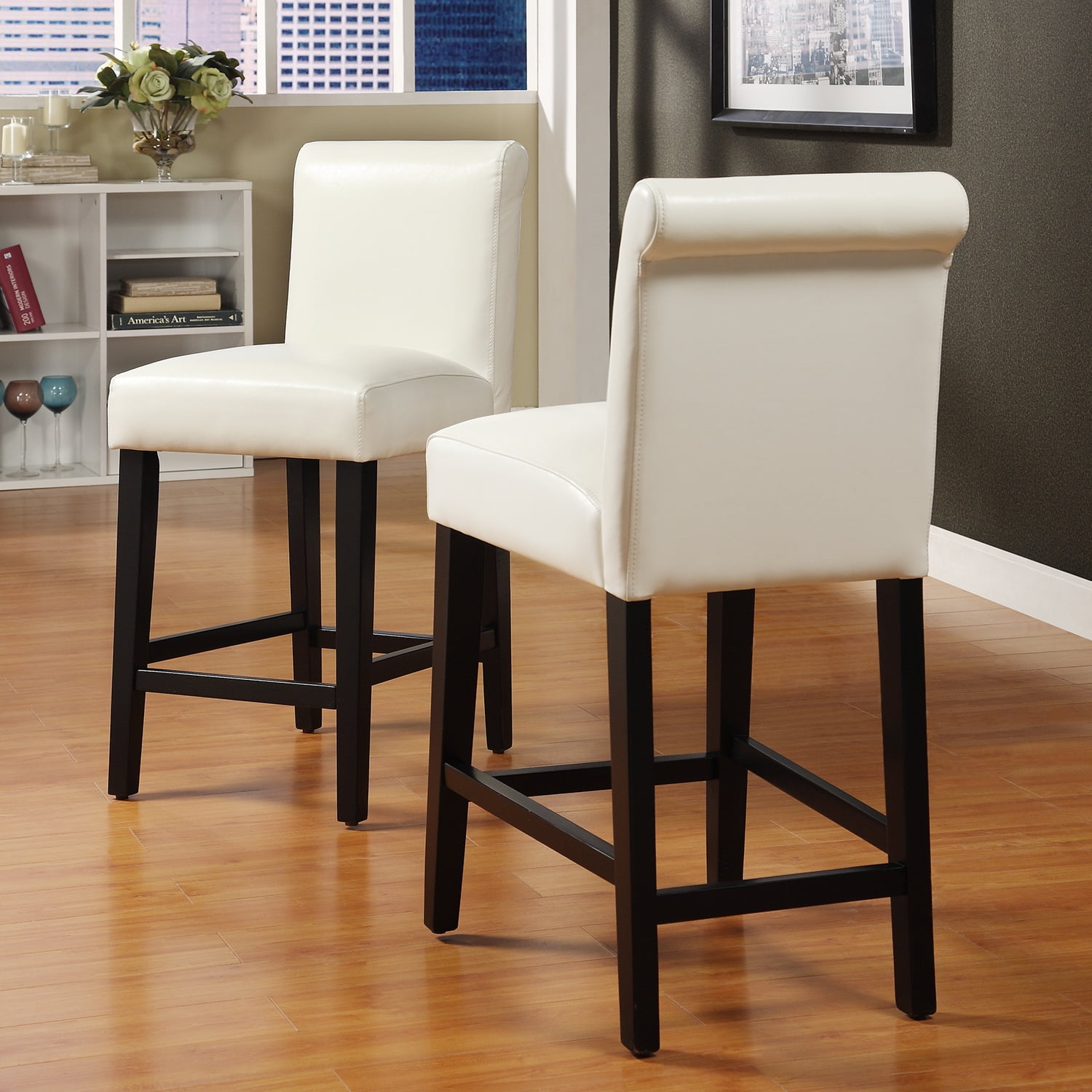 Arica Counter Stool 24 Inch High, Set of 2, White - Walmart.com