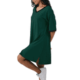 thumbnail image 5 of Gleelaud Womens Nightgowns Short Sleeve Color Block Sleepshirt Sleepwear Casual V Neck Sleep Dress Loungewear Nightshirts Dark Green, 5 of 8