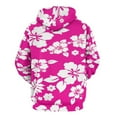 thumbnail image 3 of Red with White Hibiscus Hawaiian Flower Pattern Men's Women Vintage 3D Hooded Sweatshirt - All-Season Loose Fit Streetwear, 3 of 6