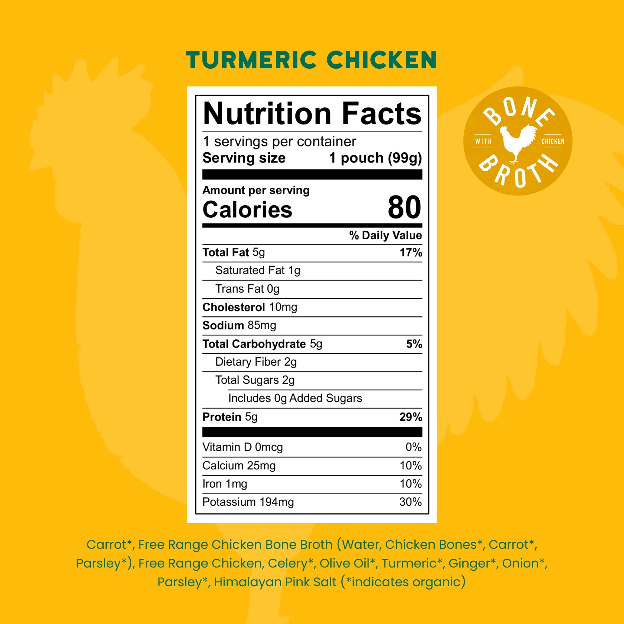 (2 pack) Serenity Kids Turmeric Chicken Stage 2 Baby Food Organic Veggies, Herbs & Bone Broth, 3.5oz Pouch