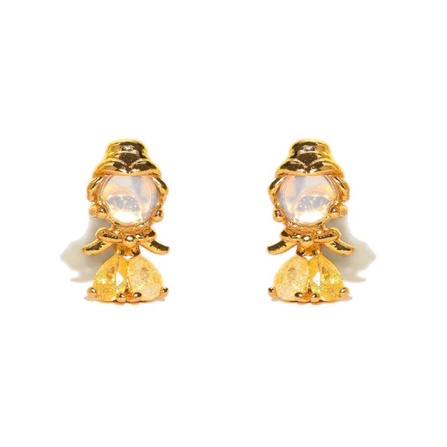 Juego De 3 Pendientes De Princesa Disney Beauty and the Beast Earring Set Belle Rose Joyería
